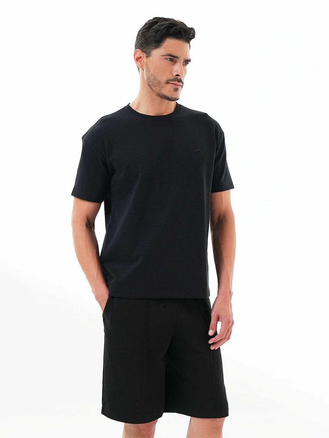 Men Black Solid Tee | Comfortable & Breathable Cotton T-Shirt