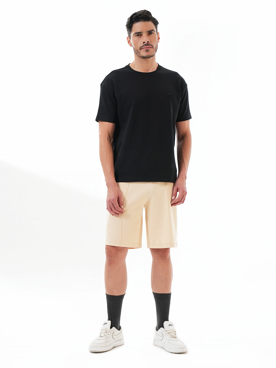 Men Black Solid Tee | Comfortable & Breathable Cotton T-Shirt
