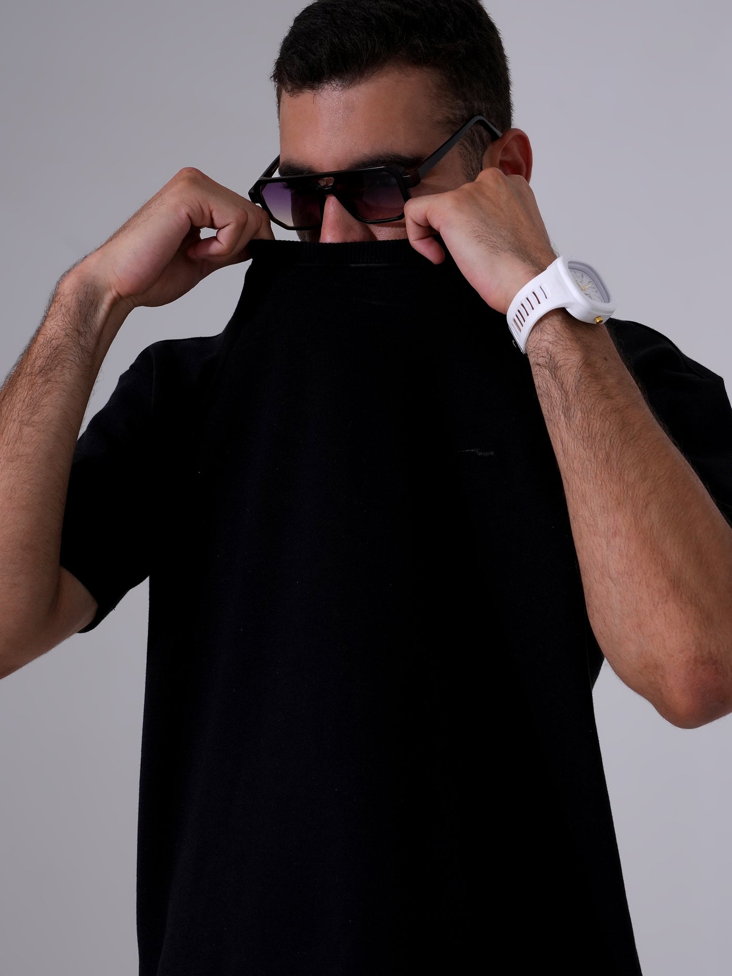 Men Black T-Shirt & Beige Shorts Cord Set | Stylish Regular Fit Co-Ord Set for Men