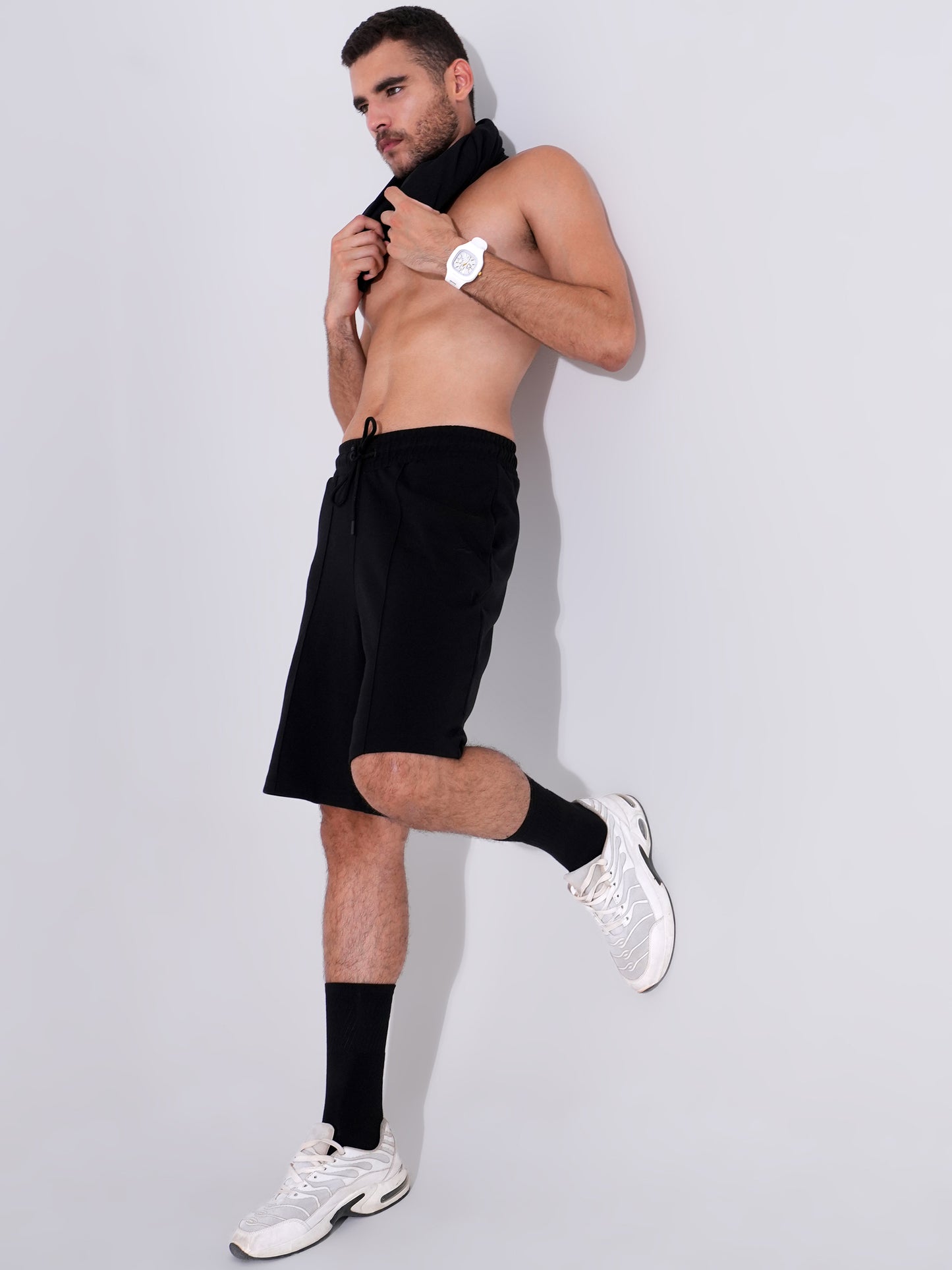 Men Black Co-Ord Set for Men | Regular Fit T-Shirt with Comfortable Shorts