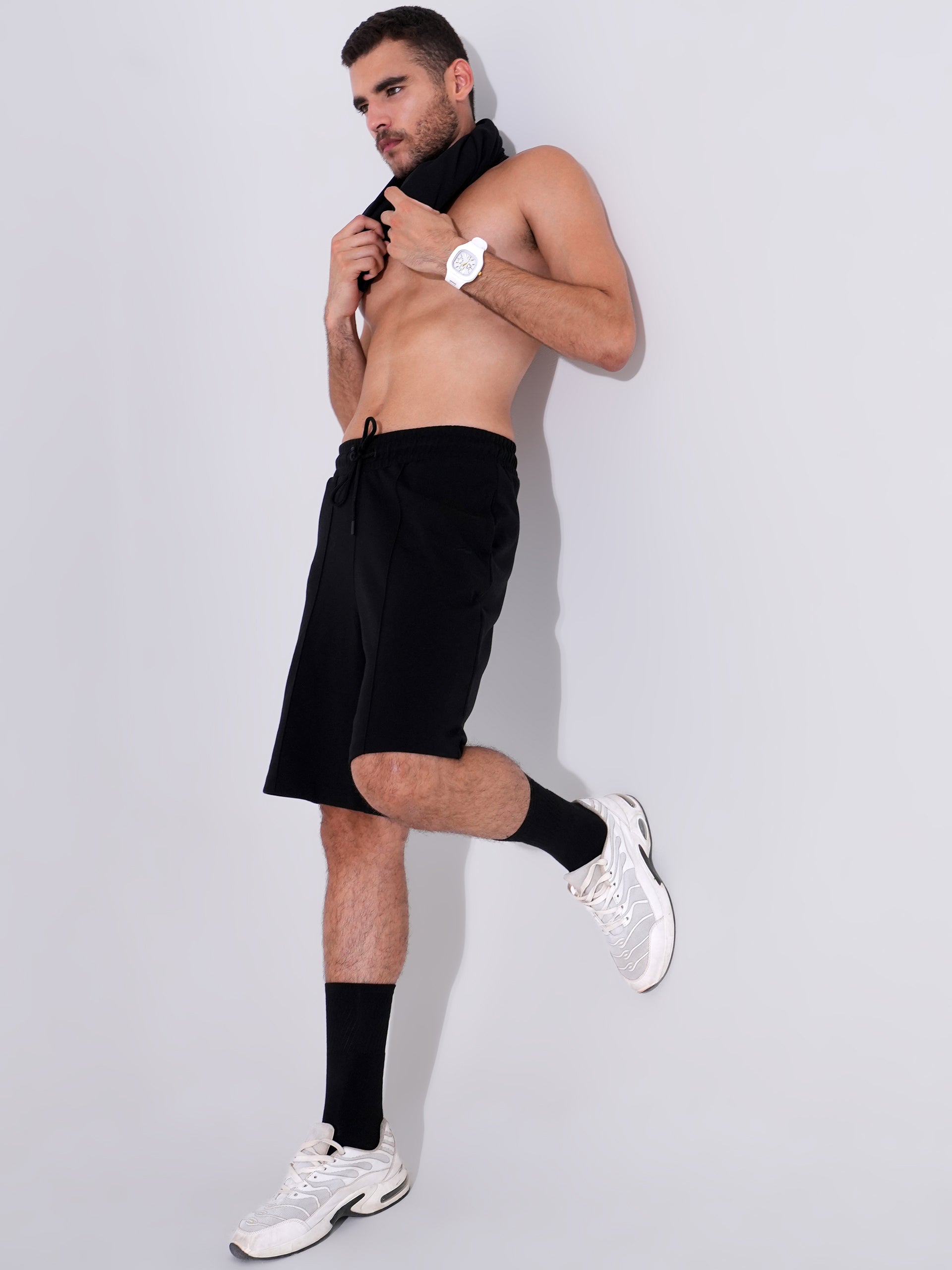 Men Black Co-Ord Set for Men | Regular Fit T-Shirt with Comfortable Shorts