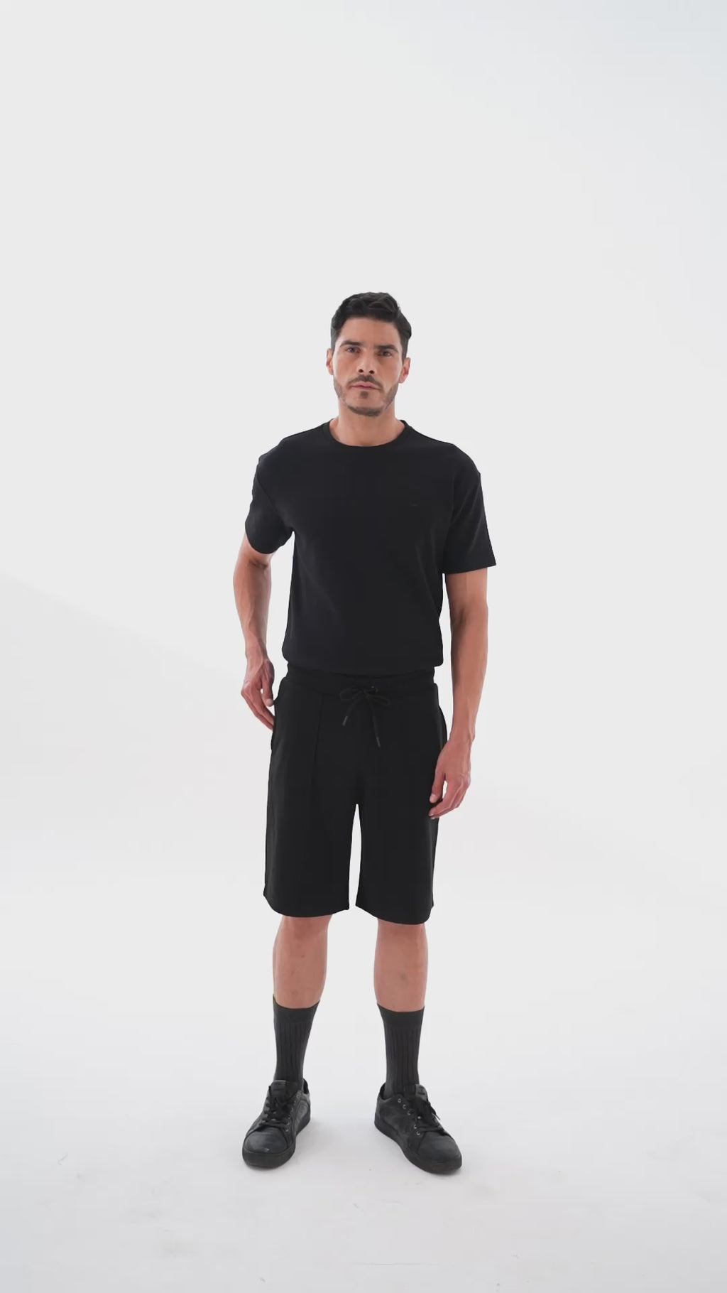 Men Black Co-Ord Set for Men | Regular Fit T-Shirt with Comfortable Shorts