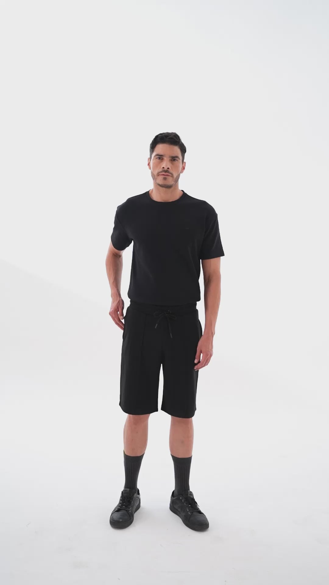 Men Black Co-Ord Set for Men | Regular Fit T-Shirt with Comfortable Shorts